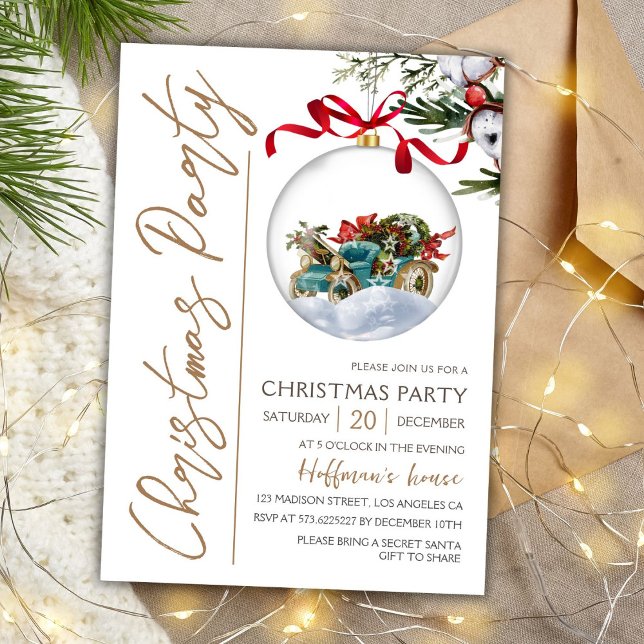 Invitation Fête de Noël moderne élégante avec écriture dorée (Créateur téléchargé)