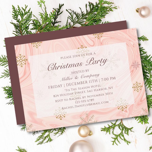 Invitation Fête de Noël Moderne Rose Chic Fête d'entreprise (Créateur téléchargé)