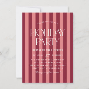 Invitation Fête de Noël moderne rose et bordeaux