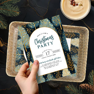 Invitation Fête de Noël moderne sur mesure sous la forêt d'ar