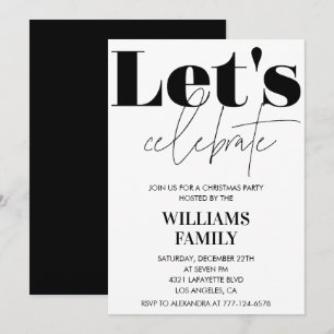 Invitation Fête de Noël Noir Fêtons Noël