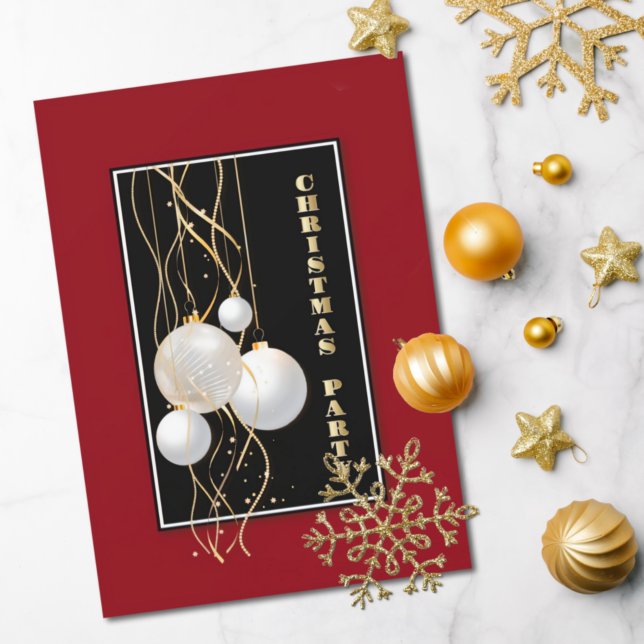 Invitation Fête de Noël noire et rouge moderne (Créateur téléchargé)