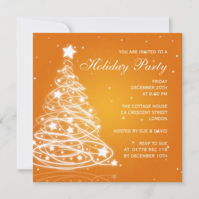 Invitation Fête de Noël Orange (Devant)