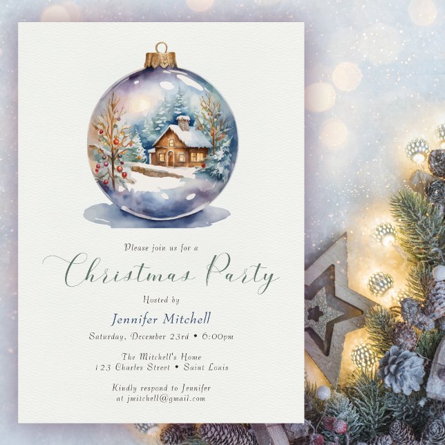 Invitation Fête de Noël Ornament d'hiver Maison d'hiver (Créateur téléchargé)