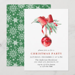 Invitation Fête de Noël Ornement Aquarelle