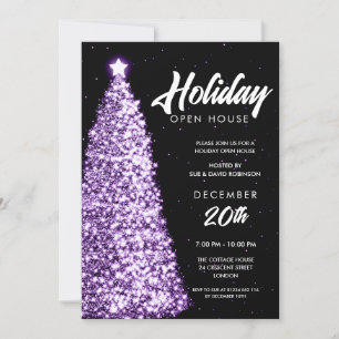 Invitation Fête de Noël ouverte violette