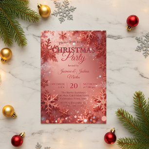 Invitation Fête de Noël Pailletée Glam Rose Gold