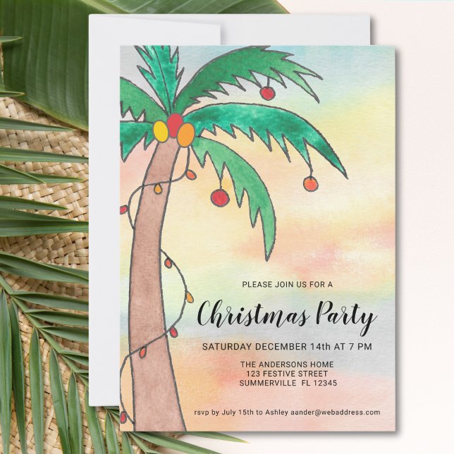 Invitation Fête de Noël Palm Tree (Créateur téléchargé)