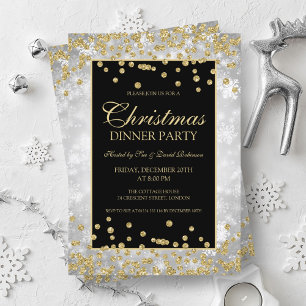 Invitation Fête de Noël Parties scintillant d'or en argent Hi