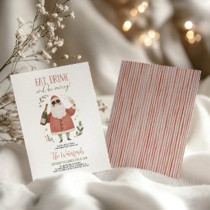 Invitation Fête de Noël Père Noël Manger Boire S'amuser