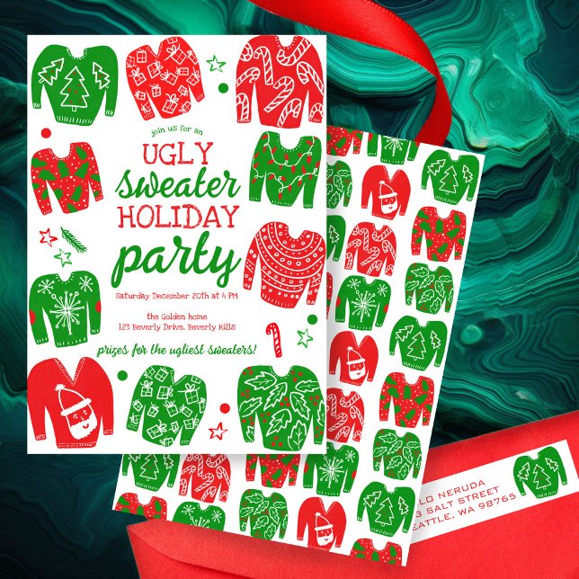 Invitation Fête de Noël PEU DOUCE FÊTE FÊTE SUR MESURE (UGLY SWEATER Christmas Holiday Party Cute Custom Invitation
)