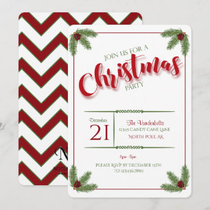 Invitation Fête de Noël Pine and Berries