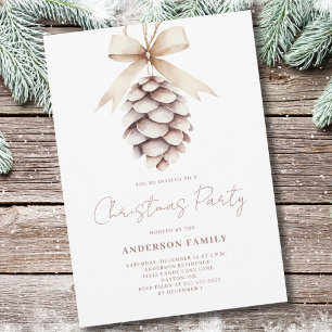 Invitation Fête de Noël Pinecone Watercolor