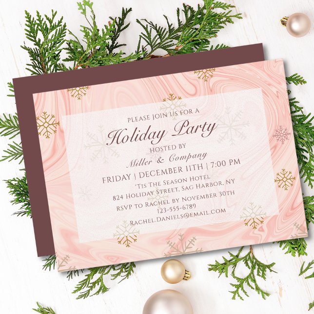Invitation Fête de Noël Pink Chic Entreprise (Créateur téléchargé)