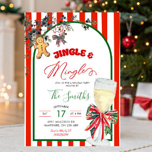 Invitation Fête de Noël Plaid Bow Prépa Jingle et Mingle