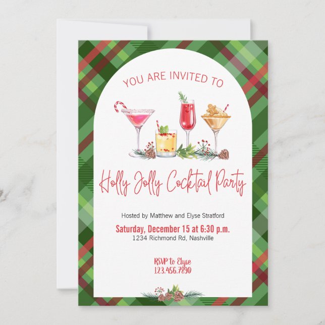 Invitation Fête de Noël Plaid Cocktail Fête de travail (Devant)