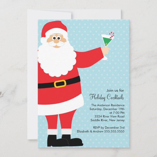 Invitation Fête de Noël potable de cocktail de vacances de (Devant)