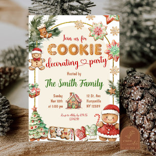 Invitation Fête de Noël pour la décoration de biscuits au pai