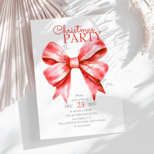 Invitation Fête de Noël Red Bow