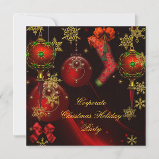 Invitation FÊTE DE NOËL Red Gold Holiday Entreprise