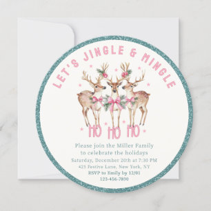 Invitation Fête de Noël Reindeer Jingle & Mingle