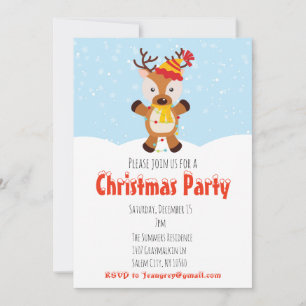 Invitation Fête de Noël Reindeer Lumières
