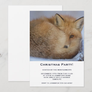 Invitation Fête de Noël Renard Rouge Mignon Recroquevillé en 