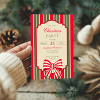 Fête de Noël rétro bandes rouges et vertes avec nœ