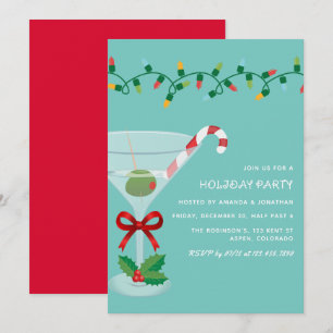 Invitation Fête de Noël Retro Frost Cocktail Party