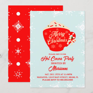 Invitation Fête de Noël Retro Hot Cocoa