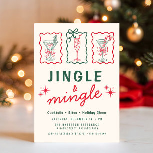 Invitation Fête de Noël Retro Jingle Mingle