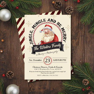 Invitation Fête de Noël Retro Santa Jingle Mingle Sois Merry
