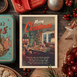 Invitation Fête de Noël rétro vintage