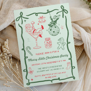 Invitation Fête de Noël Rétro Vintage Merry Little Christmas