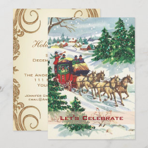 Invitation Fête de Noël rétro vintage Victorienne