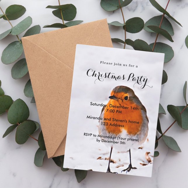 Invitation Fête de Noël robin de neige (Créateur téléchargé)