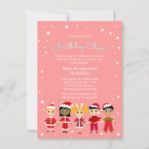 Invitation Fête de Noël rose
