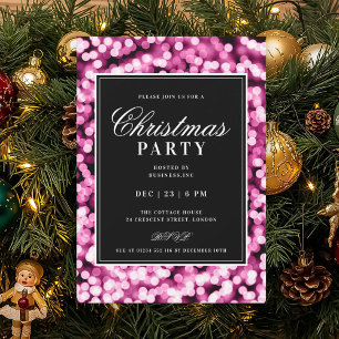 Invitation Fête de Noël Rose Chaude Lumineuse Glamour