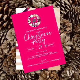 Invitation Fête de Noël rose moderne géométrique