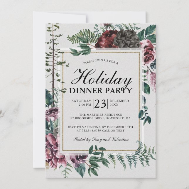 Invitation Fête de Noël rouge de la Bourgogne (Devant)