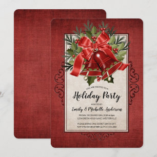 Invitation Fête de Noël rouge élégant