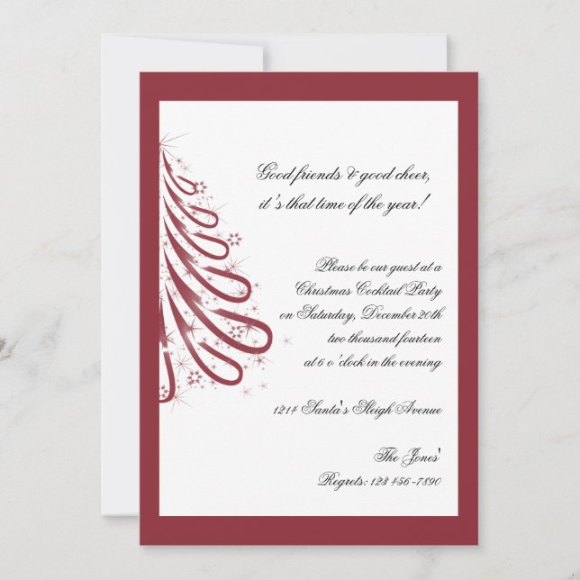 Invitation Fête de Noël rouge et blanche d'hiver (Devant)