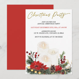 Invitation Fête de Noël Rouge et Or Imprimable