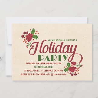 Invitation Fête de Noël rouge et vert