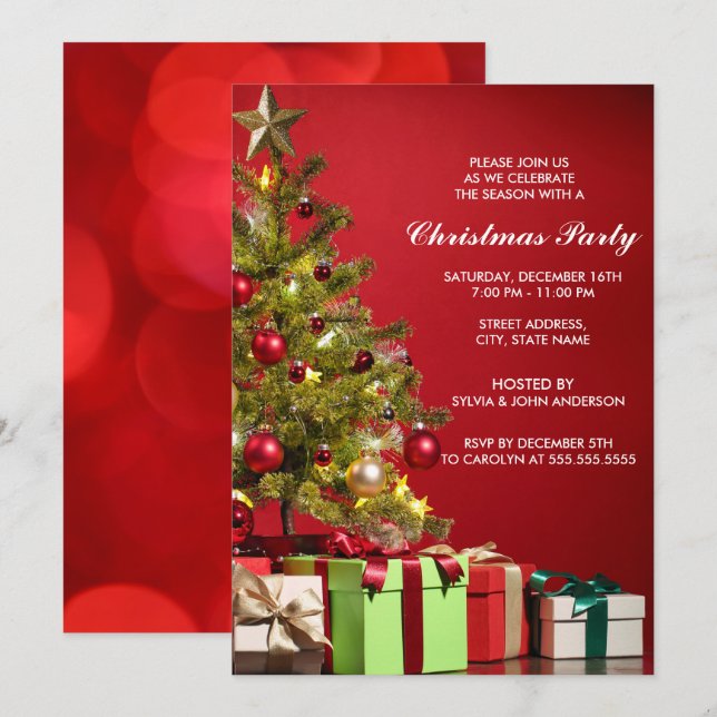 Invitation Fête de Noël Rouge moderne (Devant / Derrière)
