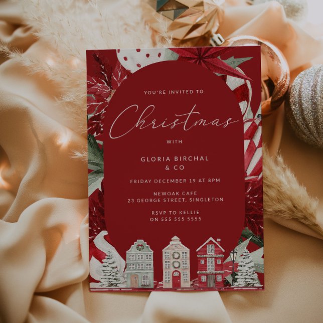 Invitation Fête de Noël Rouge moderne (Créateur téléchargé)