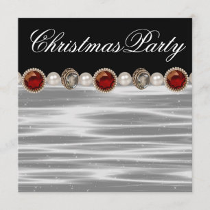 Invitation Fête de Noël rouge noir blanc or
