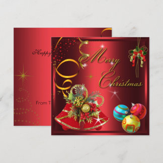 Invitation Fête de Noël Rouge Or