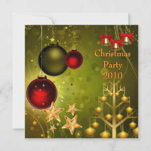 Invitation Fête de Noël Rouge Or Vert