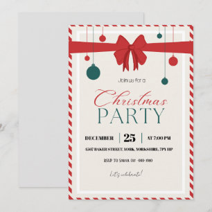 Invitation Fête de Noël Rouge Vert